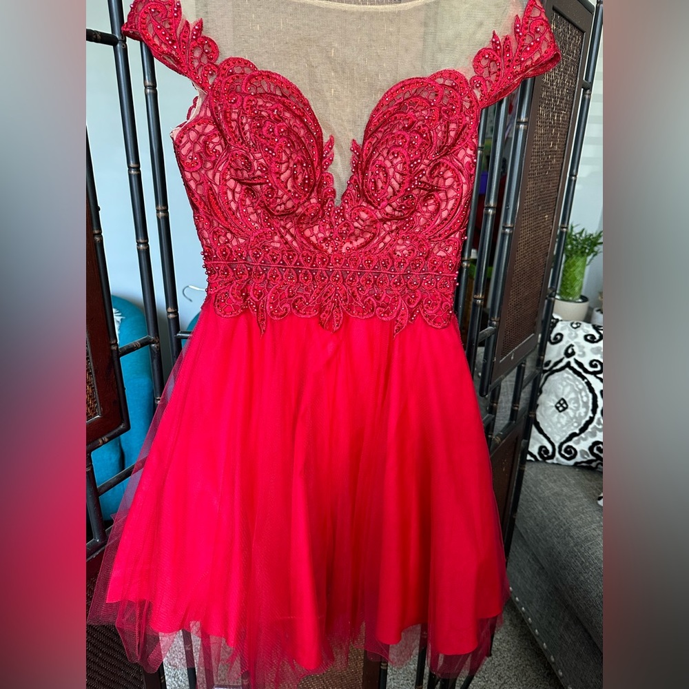 Terani couture red mini dress sz jr 6